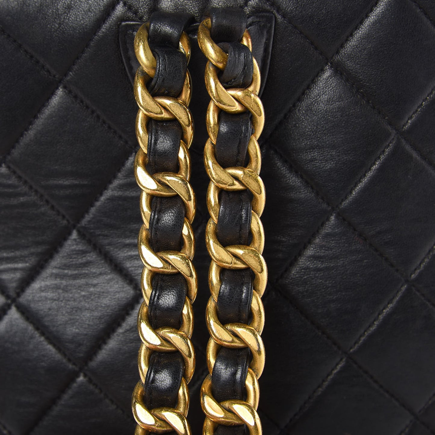 Lambskin Quilted Drawstring Backpack Black