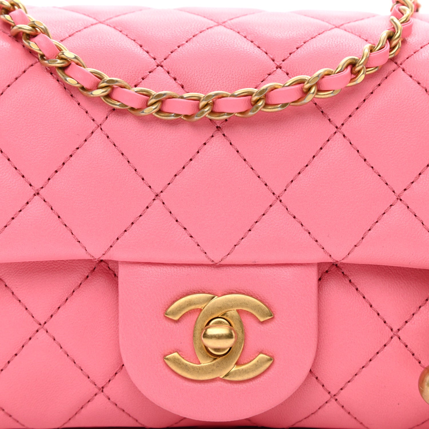 Chanel Lambskin Quilted Mini Rectangular Pearl Crush Flap Pink 7 of 8