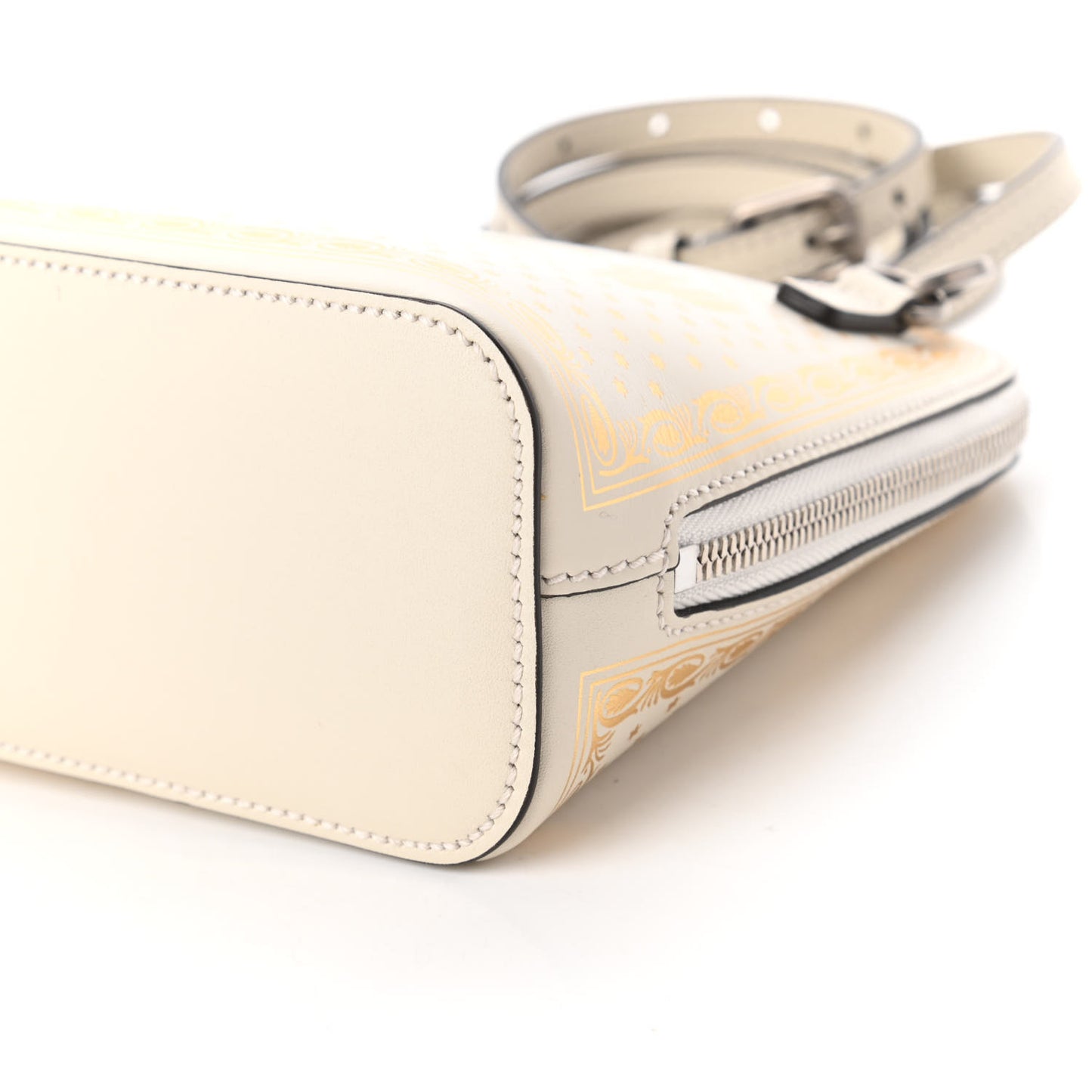 X SEGA Calfskin GUCCY Stars Mini Dome Shoulder Bag Moon Steller White Gold