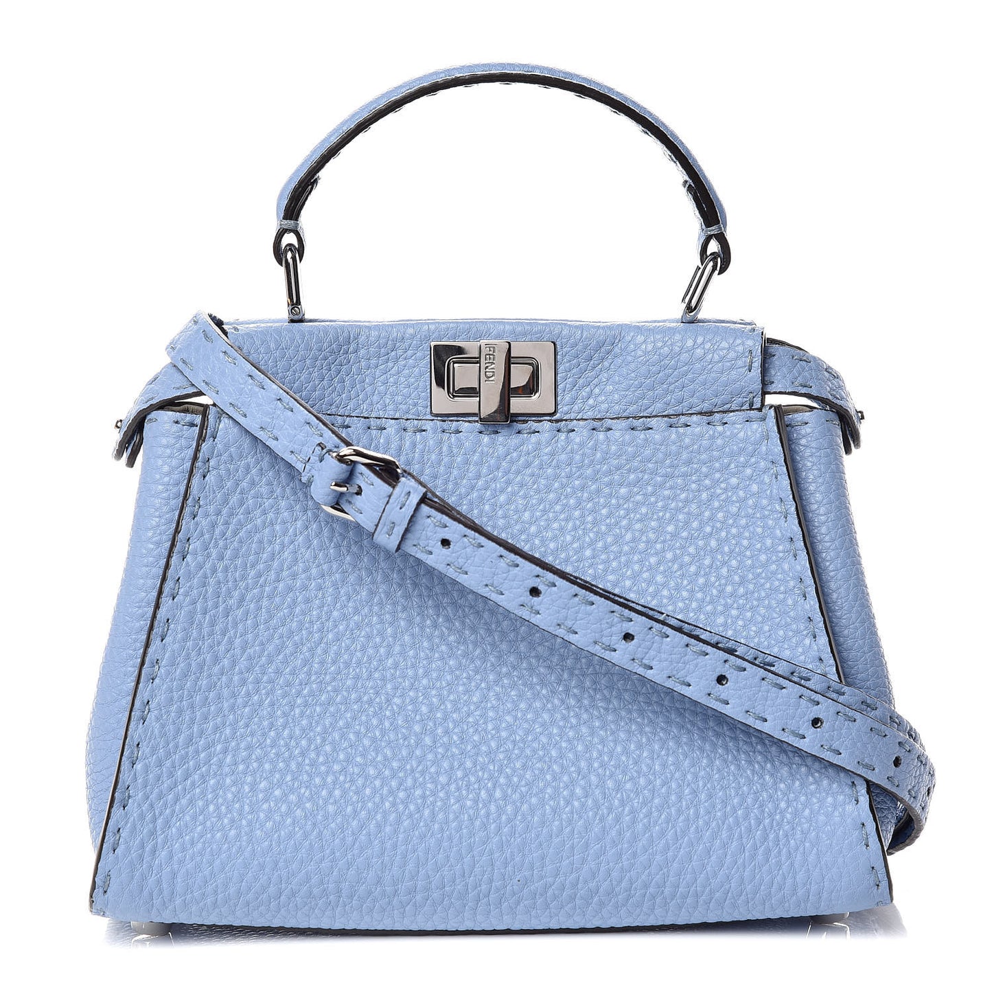 Cuoio Roma Selleria Chamois Bi-Color Mini Peekaboo Iconic Satchel Sky Blue Latte