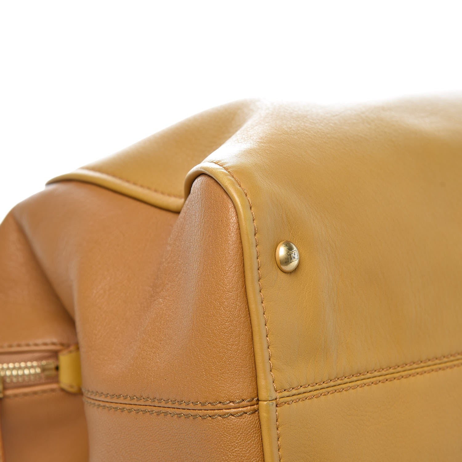Fendi Capra Vitello Saddle Colorblock Large Chameleon Tote Beige Camel 8 of 10