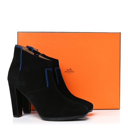 Hermes Suede Ankle Boots 38 Black Navy 10 of 10