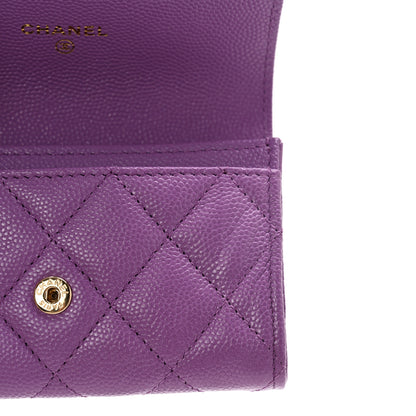 Chanel Caviar Quilted Flap Card Holder Wallet Purple 11 of 12