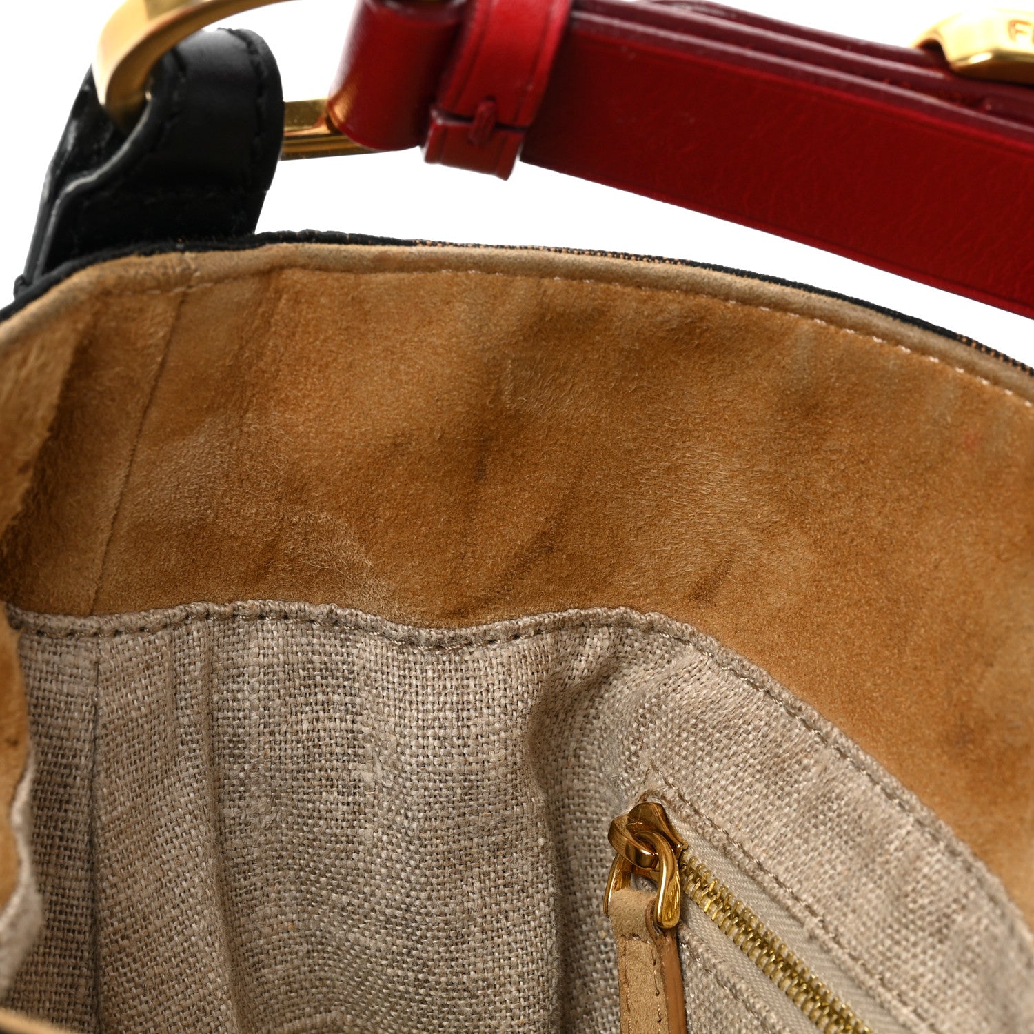 Fendi Pequin Cuoio Vegetale Large Hobo Tobacco Rosso Black 7 of 16