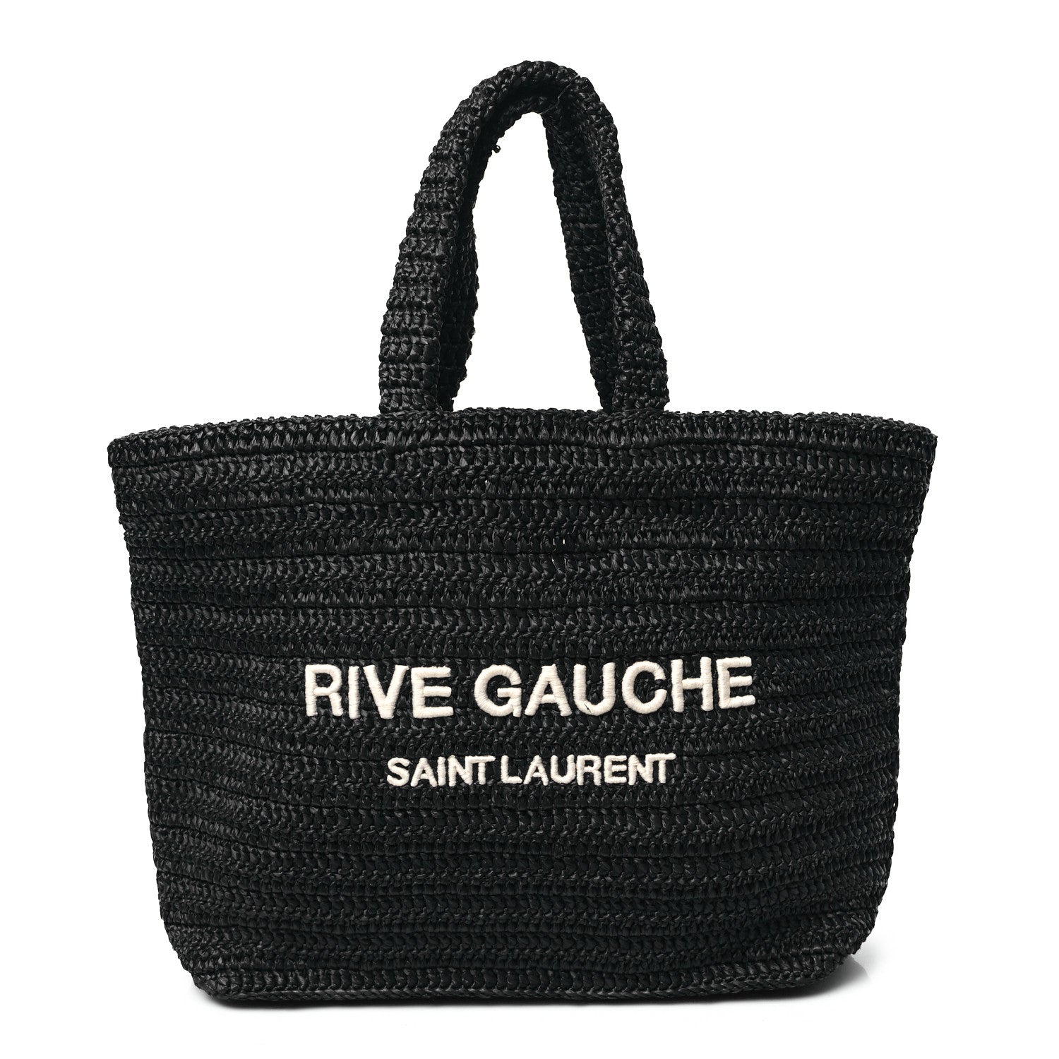 Saint Laurent Raffia Rive Gauche Tote Black 1 of 10