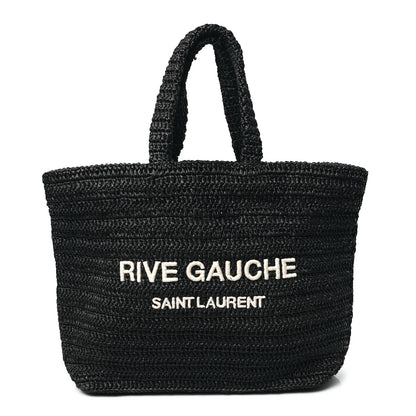 Saint Laurent Raffia Rive Gauche Tote Black 1 of 10