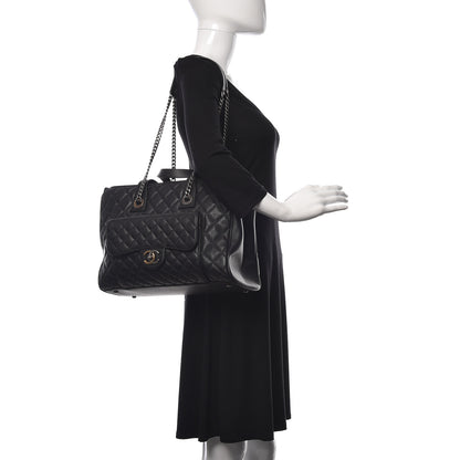 Chanel Grained Calfskin Quilted Large Casual Pocket Tote Black 2 of 13