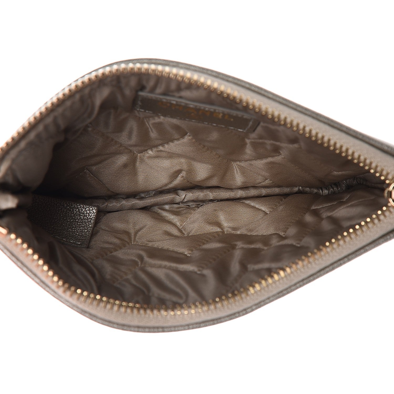 Chanel Metallic Sheepskin Chevron Quilted Small Vintage Mademoiselle Cosmetic Case Light Gold 6 of 8