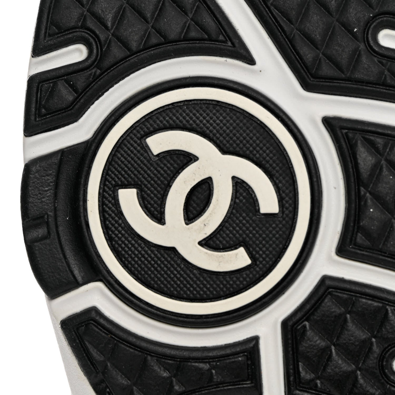 Chanel Nylon Suede Calfskin Printed CC Sneakers 39 White Black 8 of 11