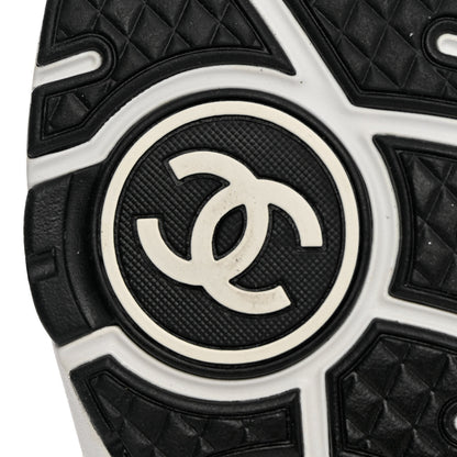 Chanel Nylon Suede Calfskin Printed CC Sneakers 39 White Black 8 of 11