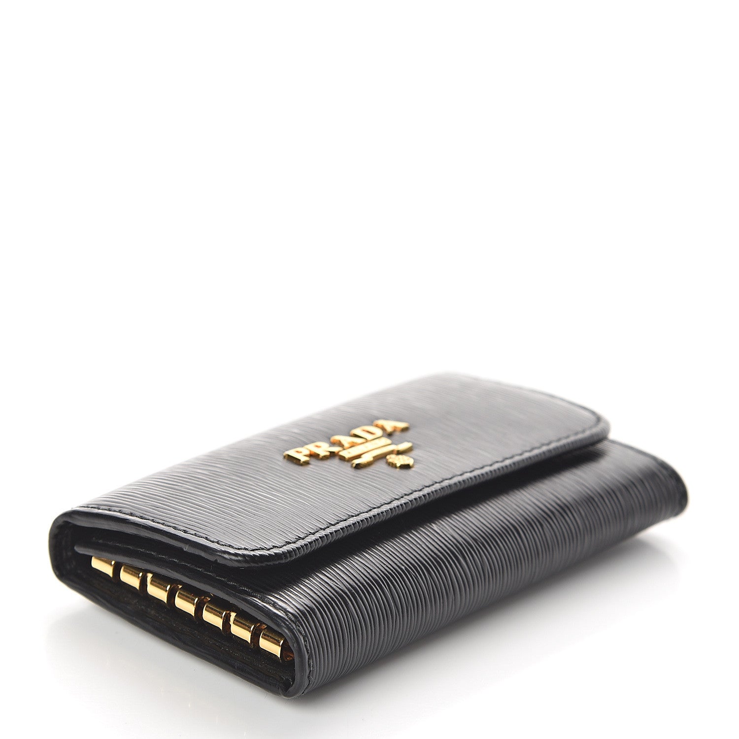 Prada Vitello Move Metal 6 Key Holder Black 3 of 5