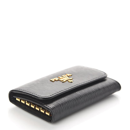 Prada Vitello Move Metal 6 Key Holder Black 3 of 5