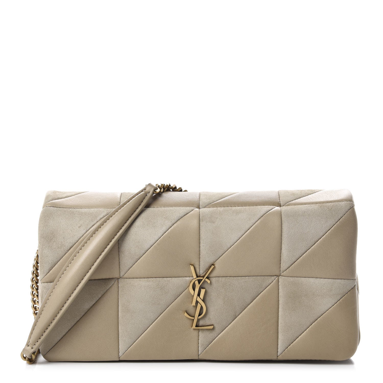 Saint Laurent Lambskin Suede Patchwork Monogram Medium Jamie Baguette Sea Salt 1 of 11