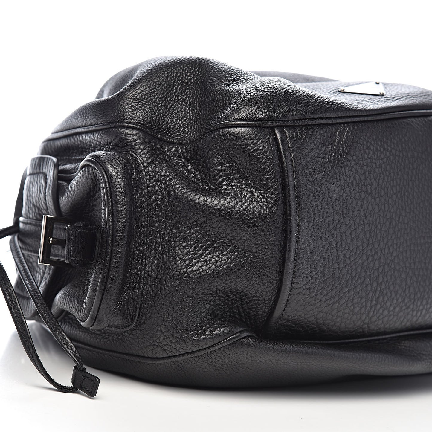 Vitello Daino Drawstring Bucket Black