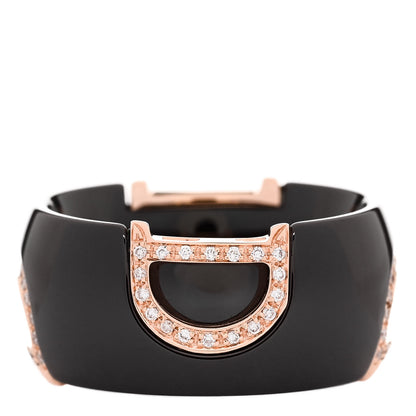 Damiani 18K Pink Gold Ceramic Diamond D Icon Ring 53 6.25 Black 3 of 5