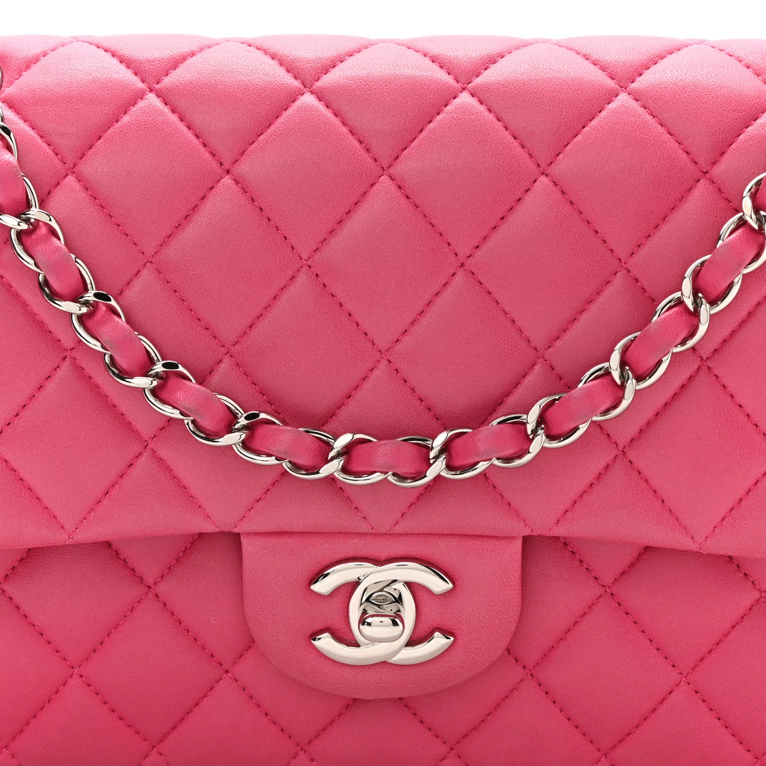 Chanel Lambskin Quilted Medium Double Flap Pink 10 of 17