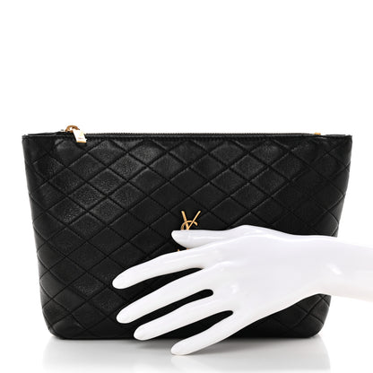 Saint Laurent Lambskin Quilted Gaby Cosmetic Pouch Black 2 of 9