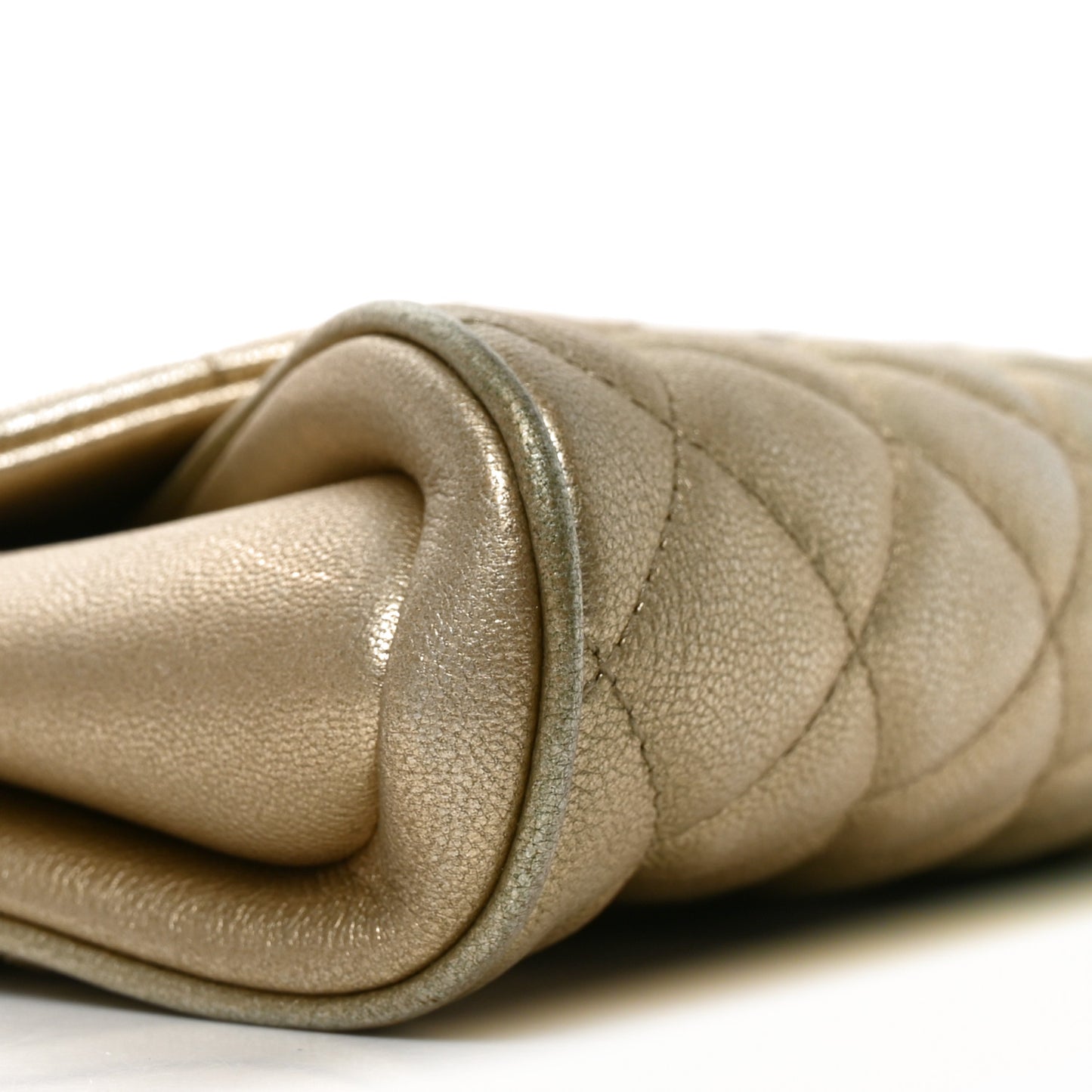 Metallic Lambskin Quilted Fold Up Again Clutch Gold