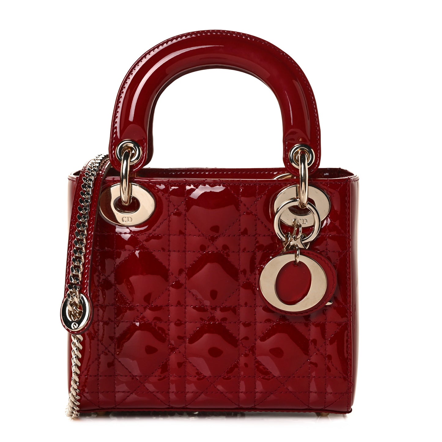 Patent Cannage Mini Lady Dior Red
