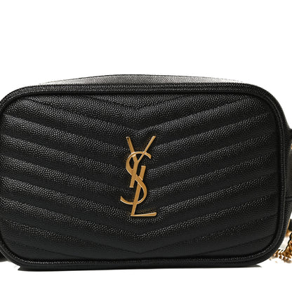 Saint Laurent Grain De Poudre Matelasse Monogram Mini Lou Camera Bag Black 7 of 10