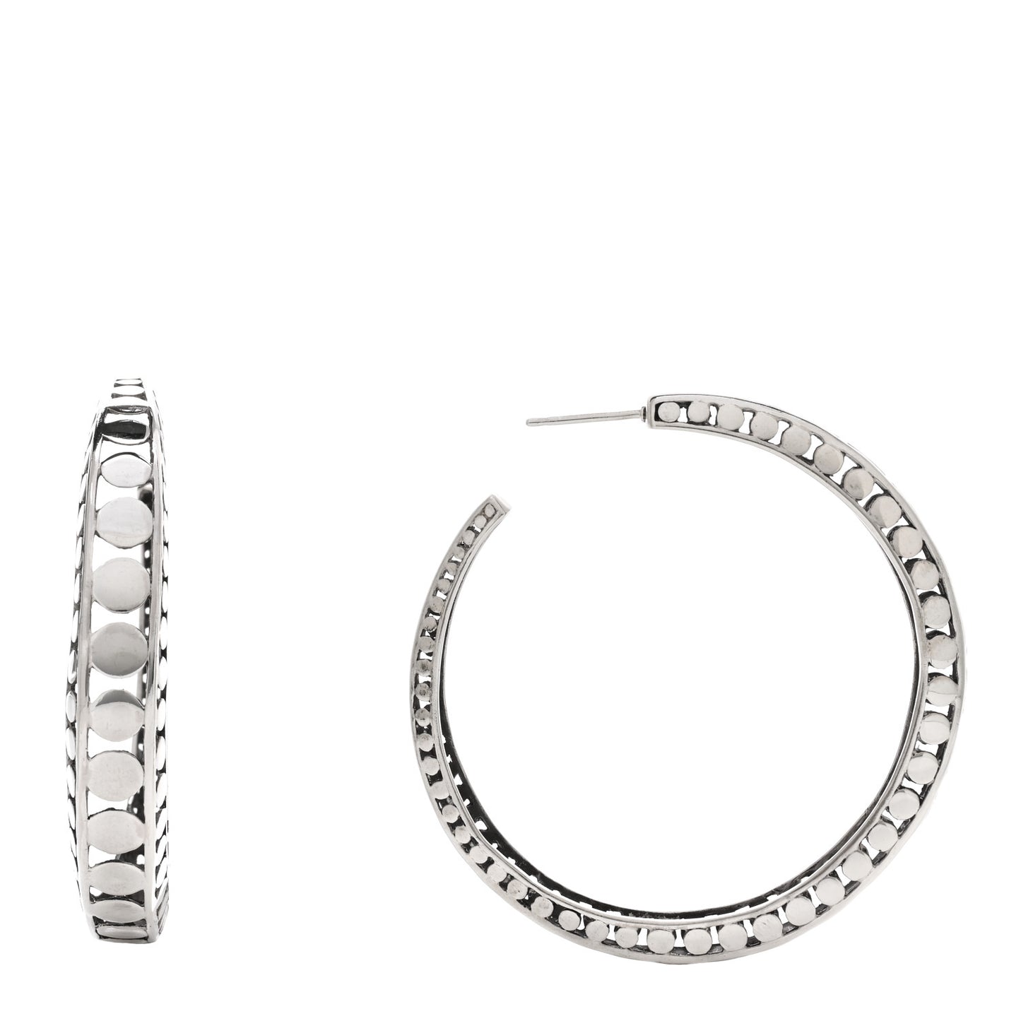 Sterling Silver Dot Open Hoop Earrings
