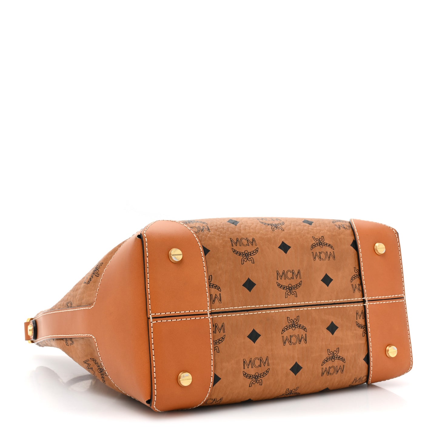 Visetos Small Soft Berlin Drawstring Bucket Bag Cognac