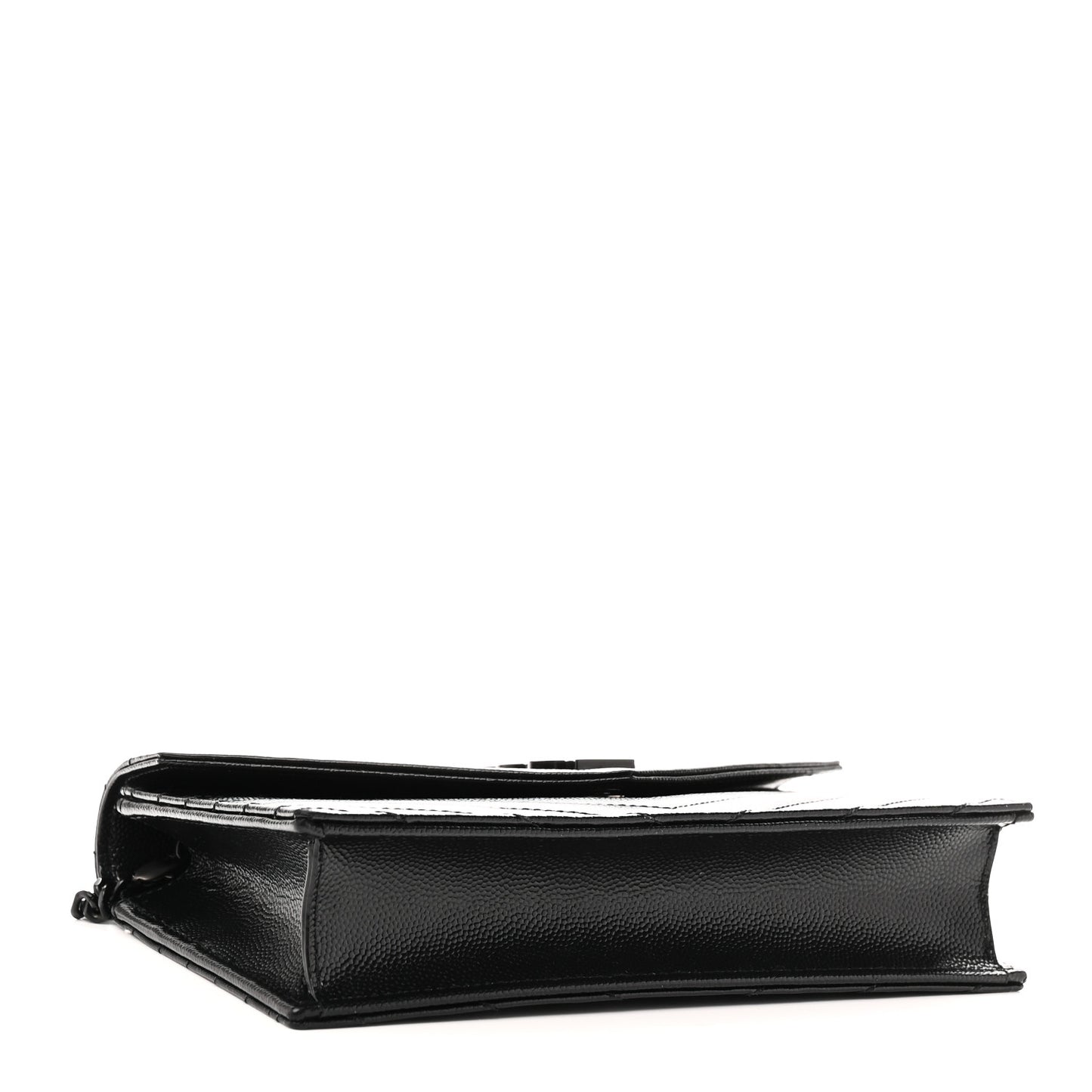 Grain De Poudre Matelasse Chevron Monogram Monochrome Envelope Chain Wallet Black
