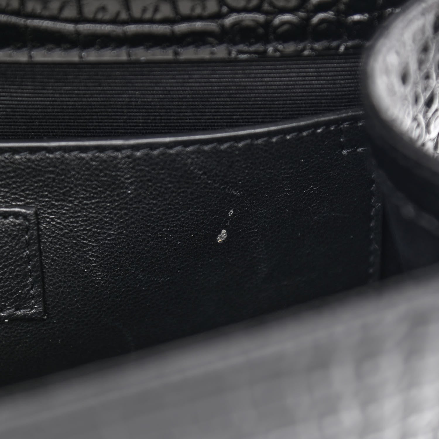 Saint Laurent Calfskin Crocodile Embossed Medium Classic Monogram Kate Tassel Satchel Black 8 of 11