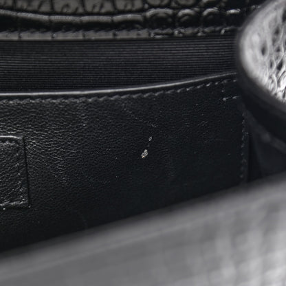 Saint Laurent Calfskin Crocodile Embossed Medium Classic Monogram Kate Tassel Satchel Black 8 of 11
