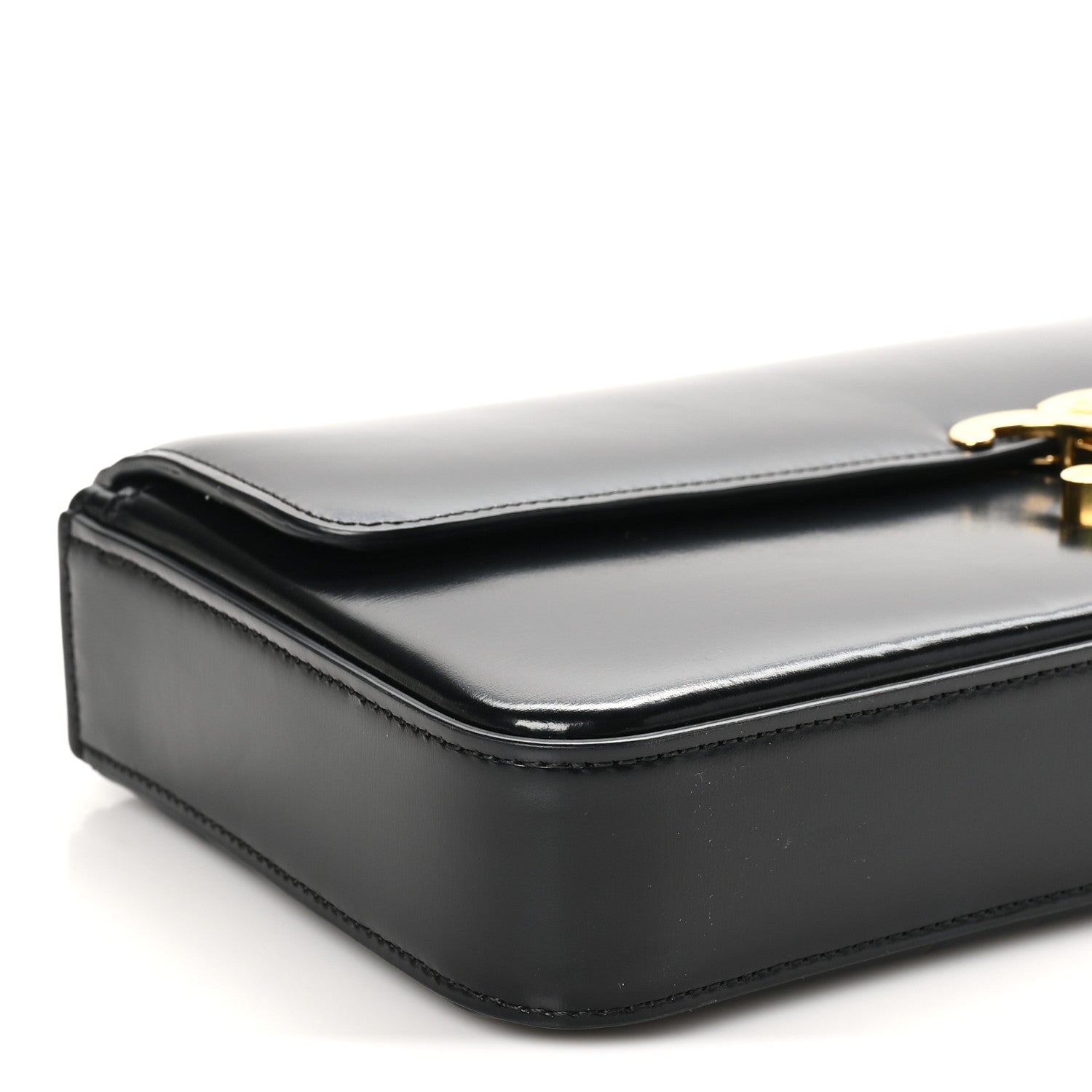 Celine Shiny Calfskin Triomphe Chain Bag Black 8 of 9