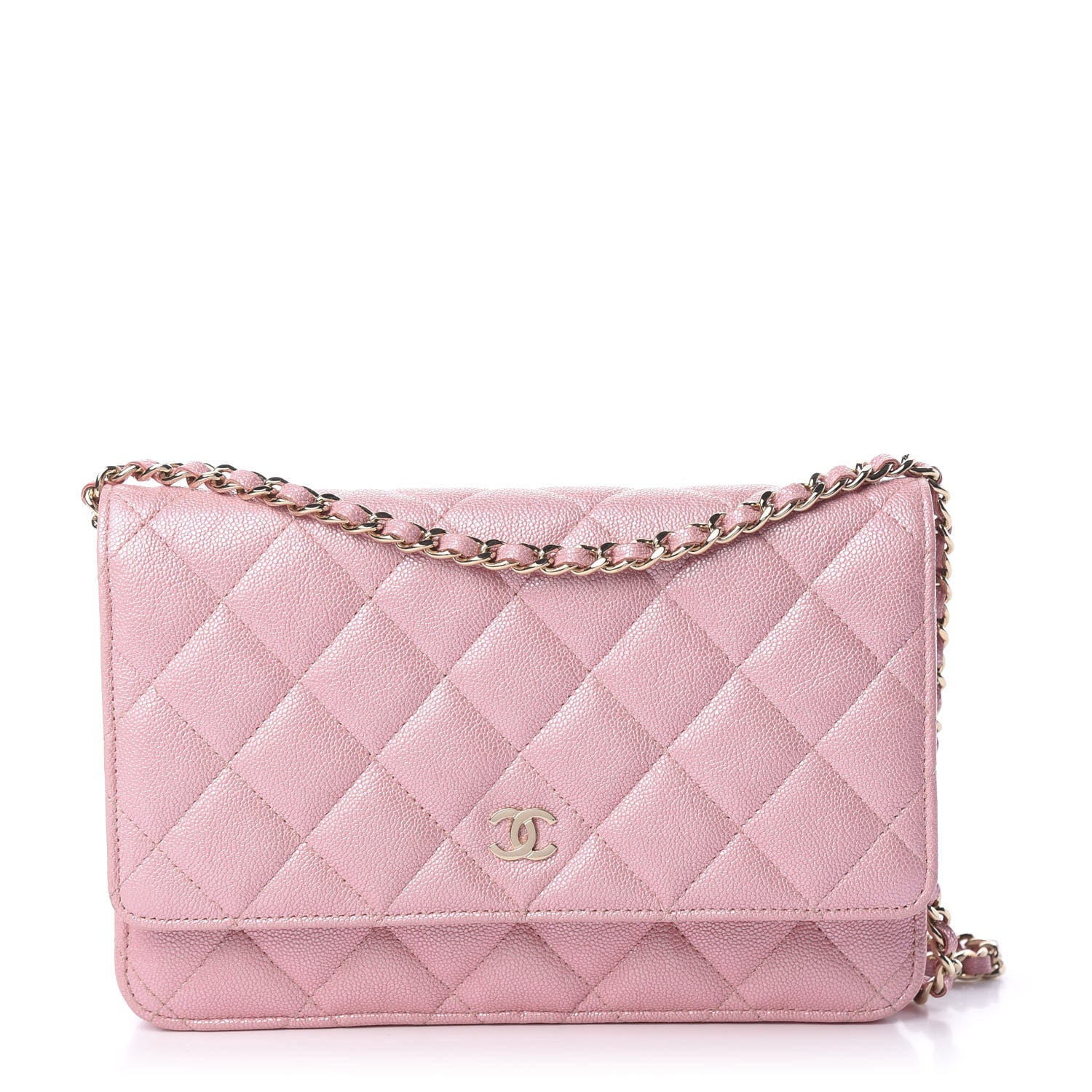 Chanel Iridescent Caviar Quilted Wallet on Chain WOC Rose Pink 1 of 10