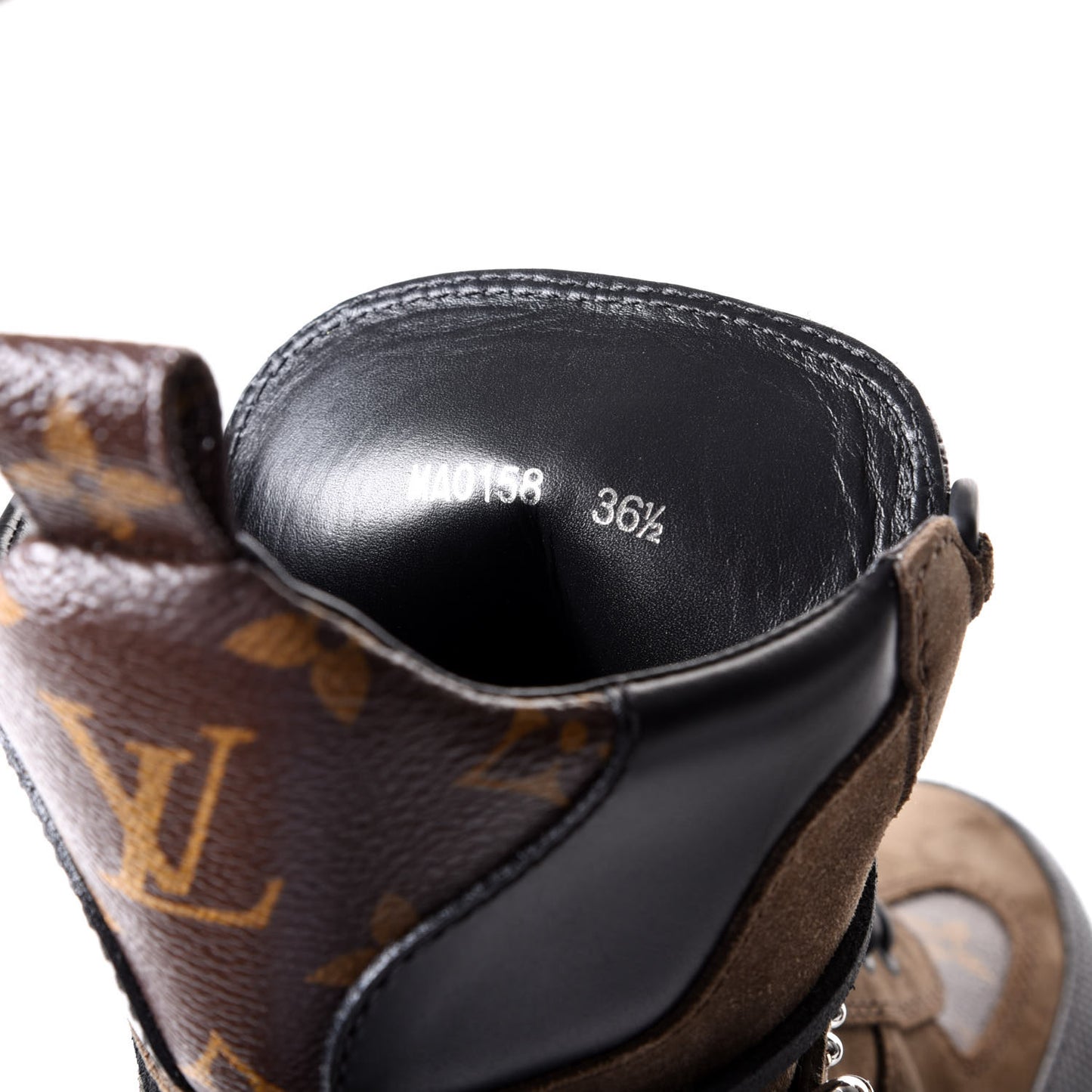 Suede Calfskin Monogram Laureate Platform Desert Boots 36.5 Kaki