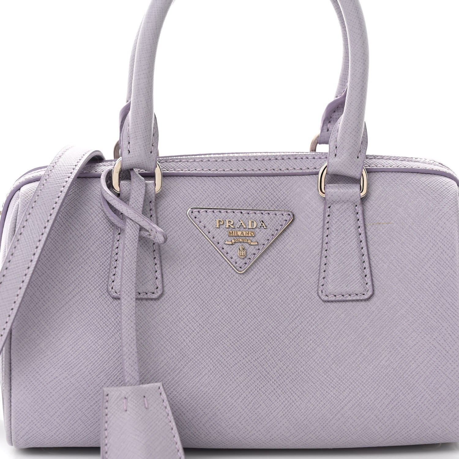 Prada Saffiano Lux Top Handle Crossbody Bag Glicine 7 of 10