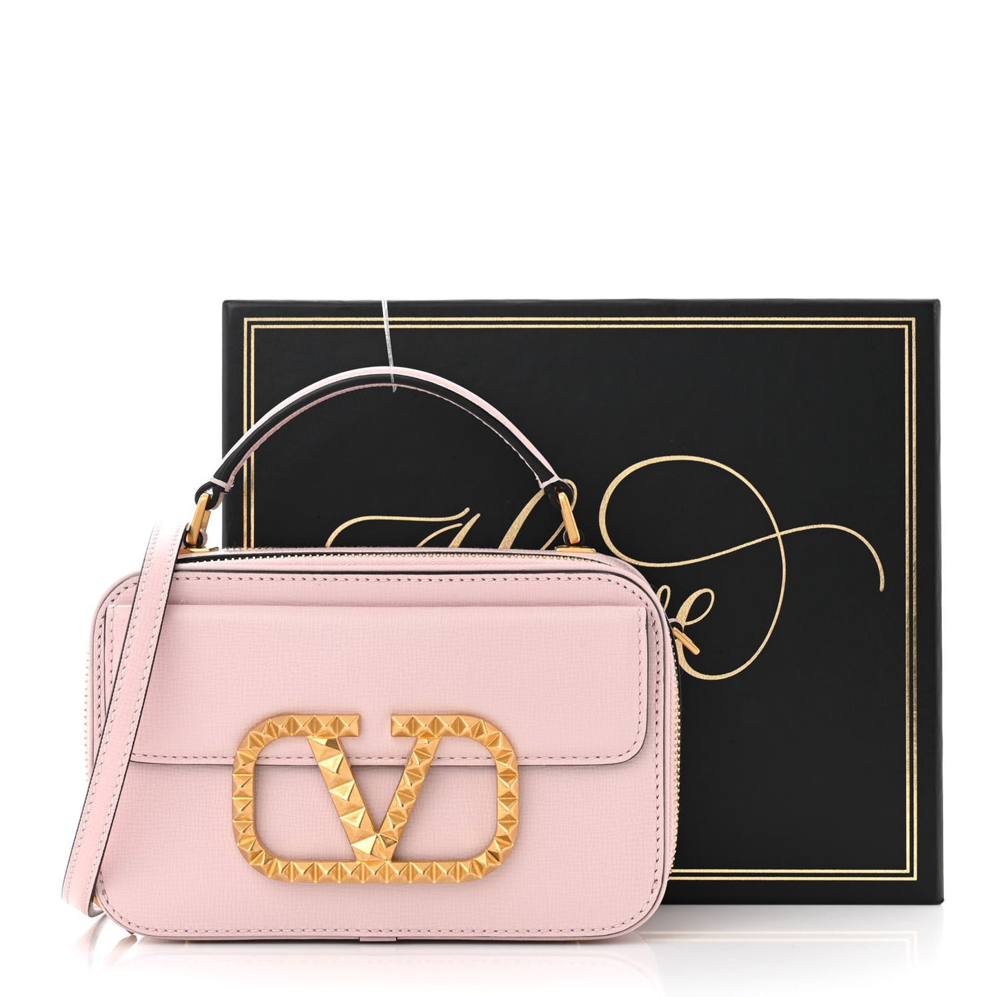 Grainy Calfskin Rockstud Alcove Top-Handle Crossbody Bag Rose Quartz