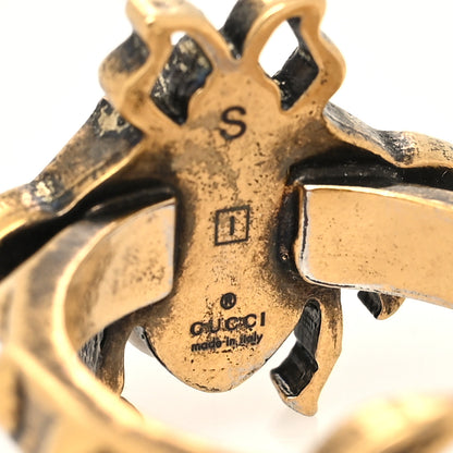 Gucci Metal Crystal Pearl Bee Ring S Aged Gold 4 of 4