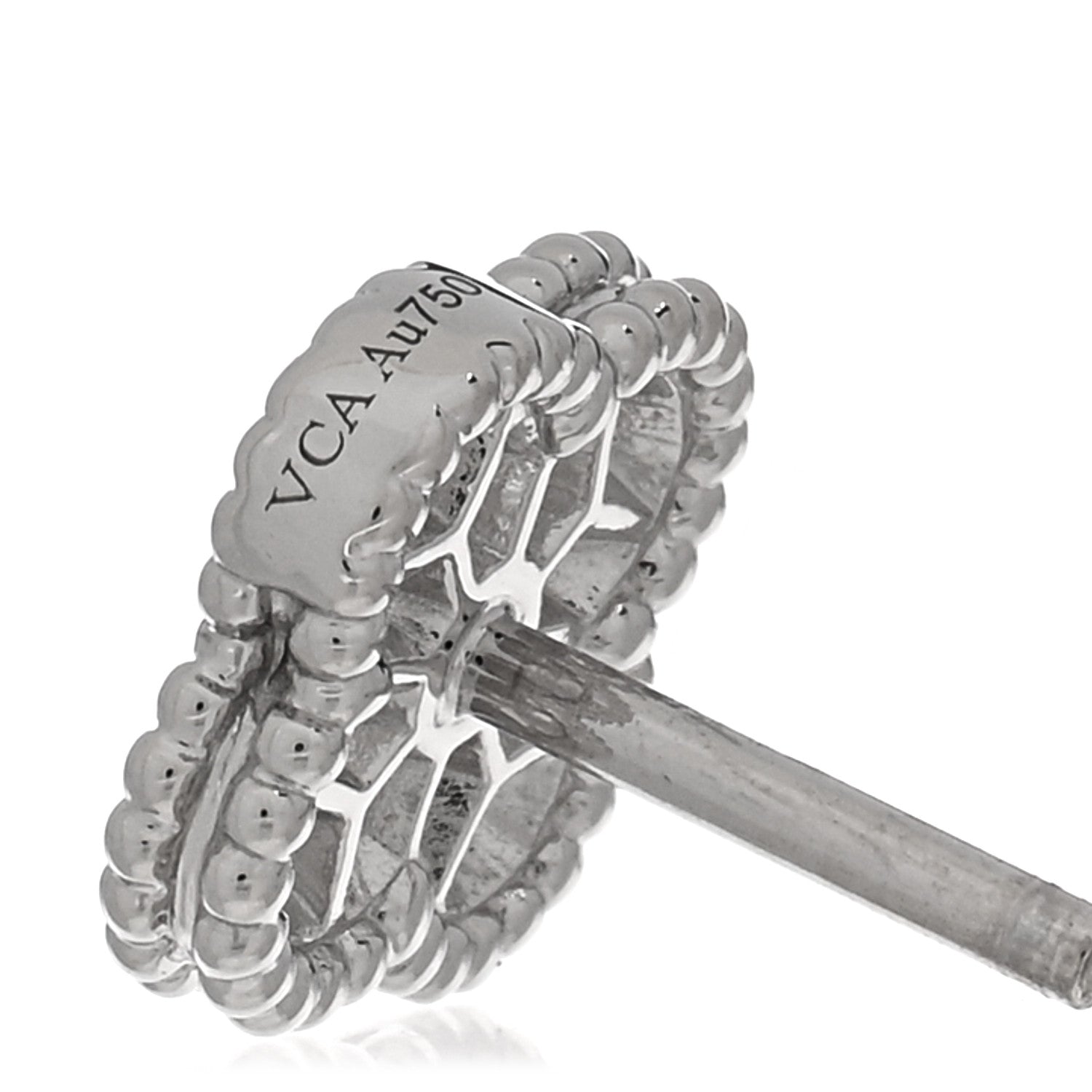 Van Cleef & Arpels 18K White Gold Diamond Sweet Alhambra Earrings 4 of 5