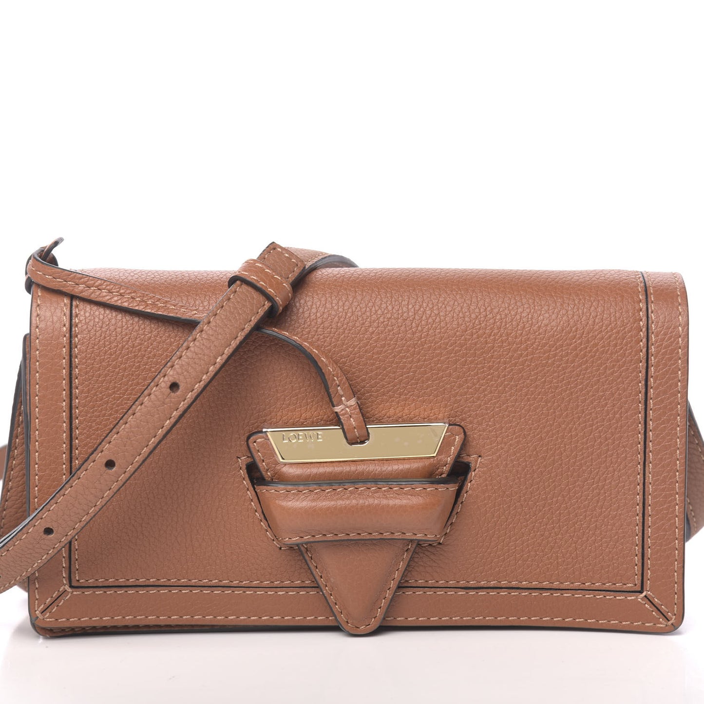 Grained Calfskin Mini Barcelona Shoulder Bag Tan
