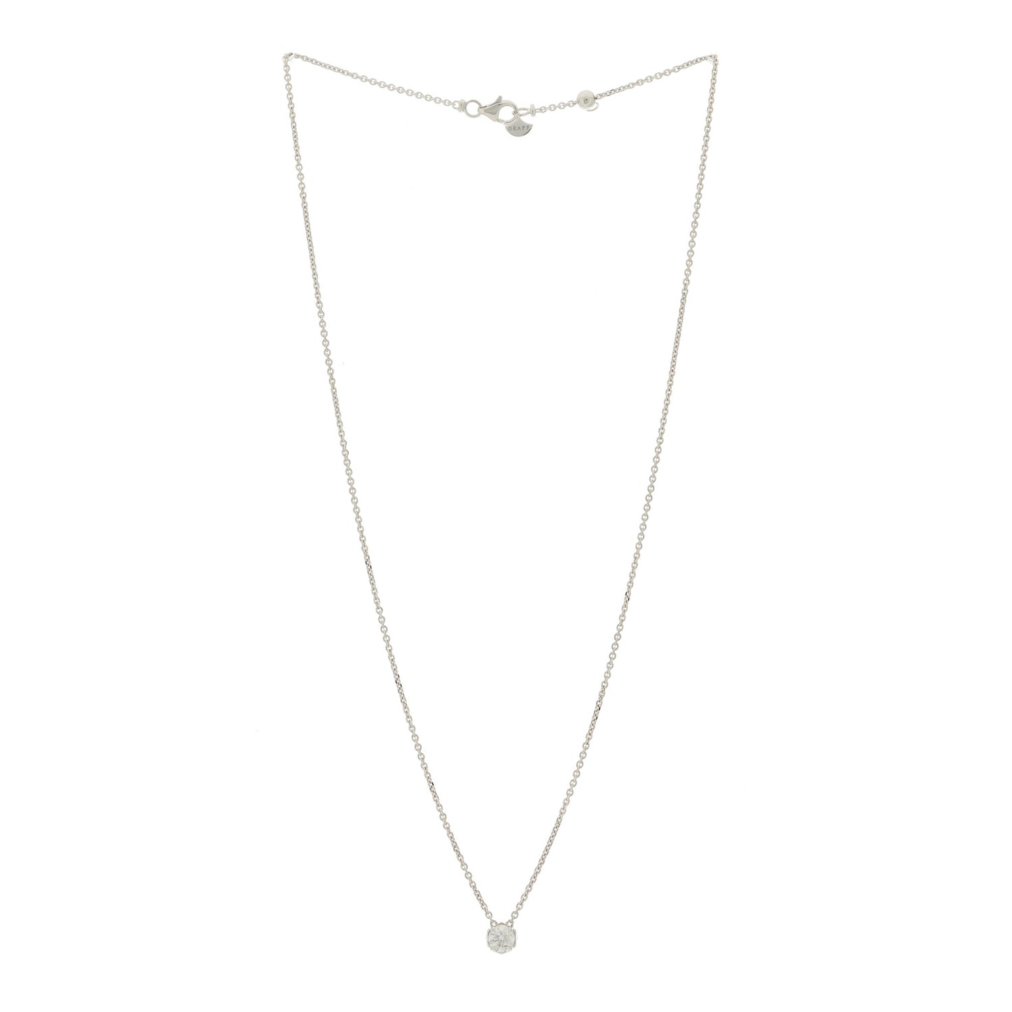 18K White Gold Diamond .58ct Laurence Graff Signature Solitaire Pendant Necklace