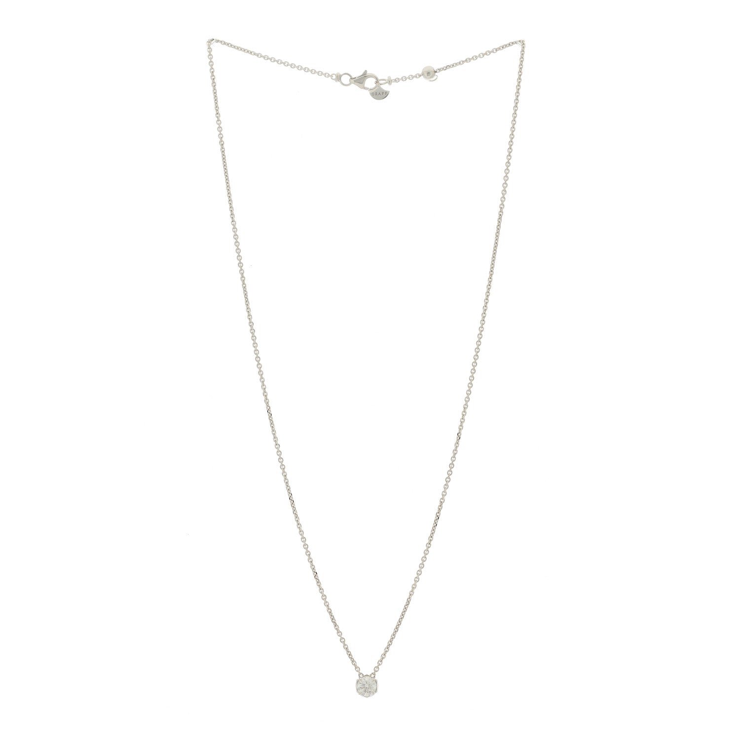 Graff 18K White Gold Diamond .58ct Laurence Graff Signature Solitaire Pendant Necklace 3 of 6