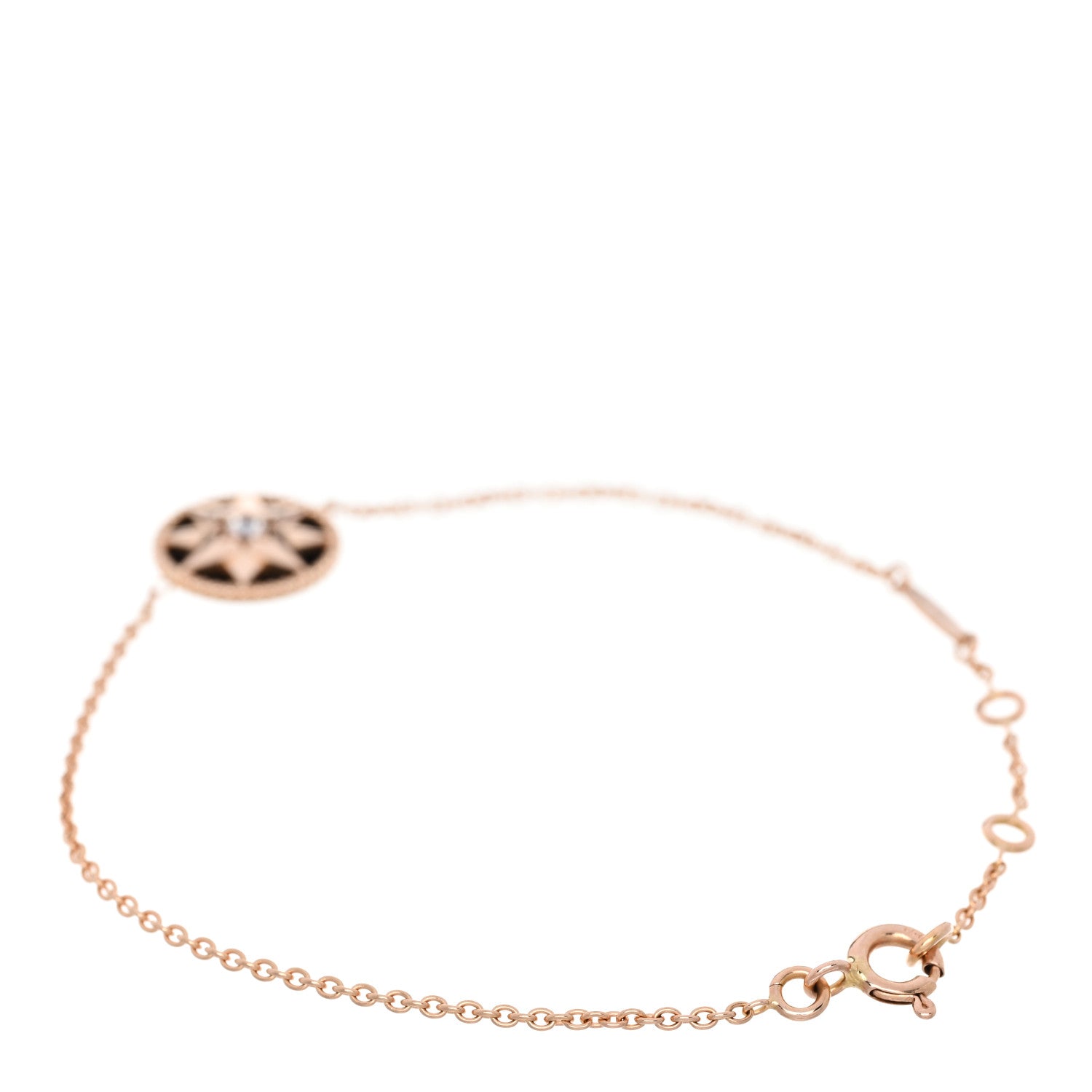 Christian Dior 18K Rose Gold Diamond Black Onyx Rose Des Vents Bracelet 2 of 4