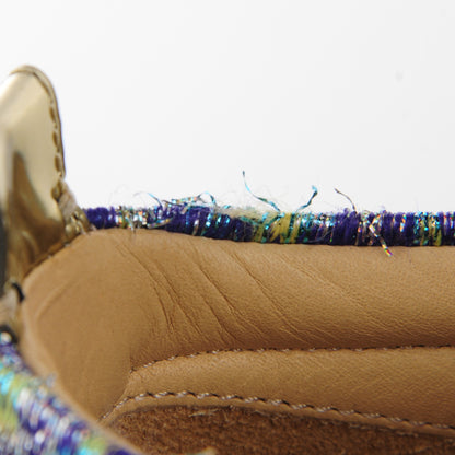 Christian Louboutin Crystal Metallic Suede Peacock Woven Lurex Gondolastrass Sneakers 40.5 Version Digitale 2 of 10