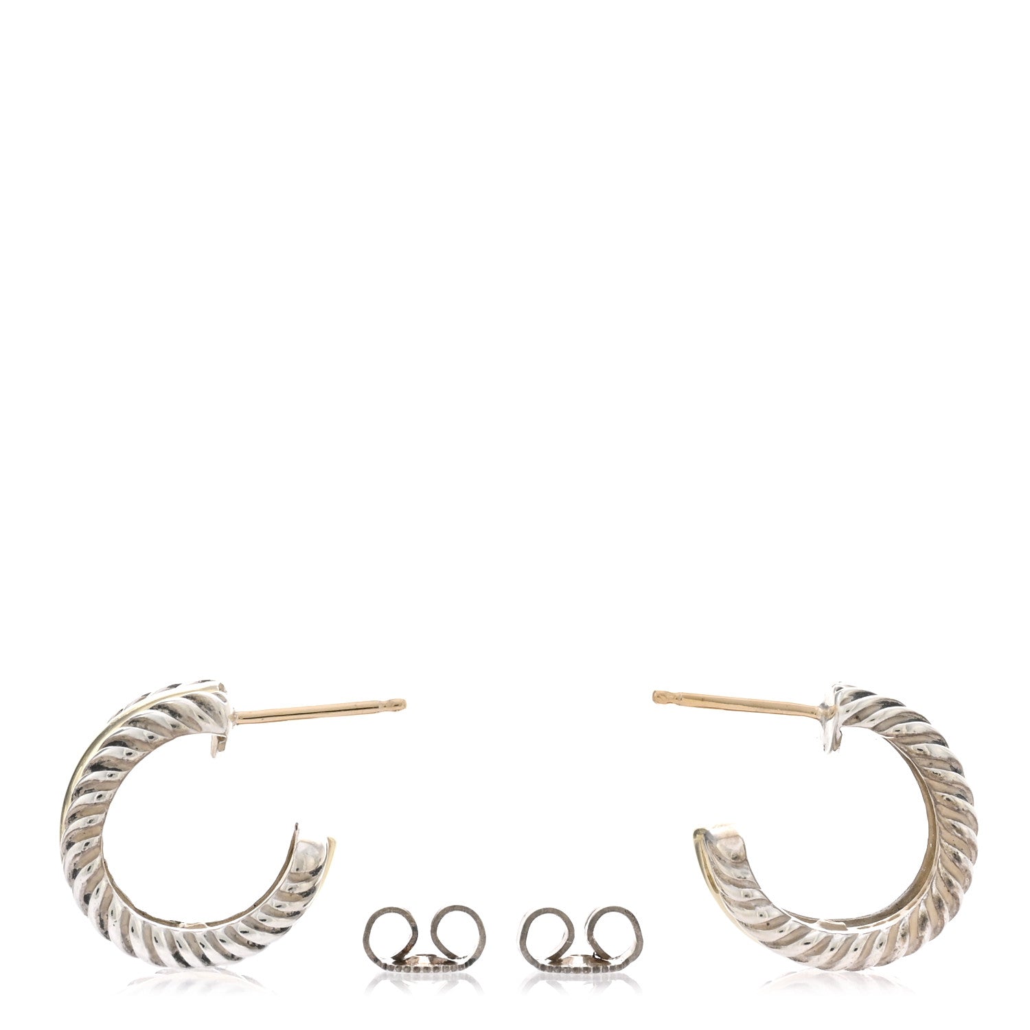 David Yurman Sterling Silver 14K Yellow Gold 16mm Cable Classics Hoop Earrings 3 of 4