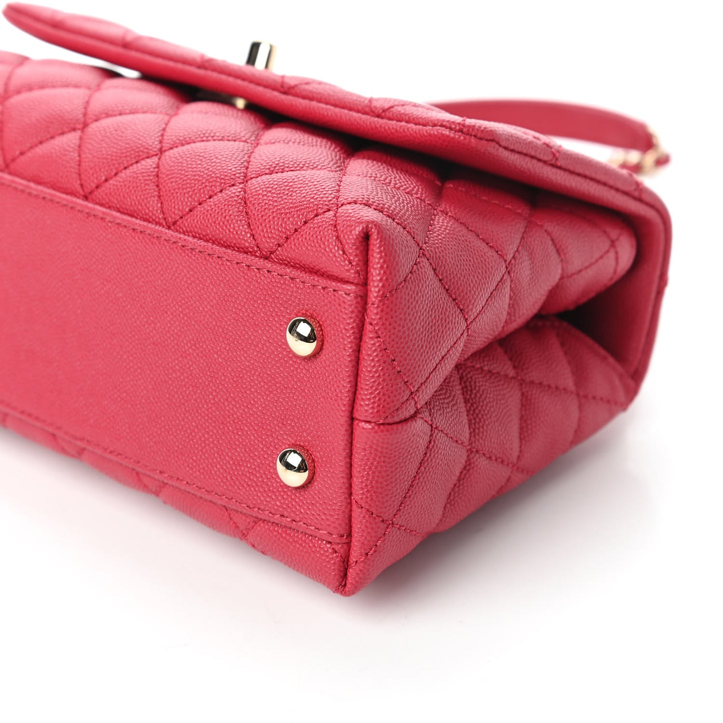 Caviar Quilted Mini Coco Handle Flap Dark Pink