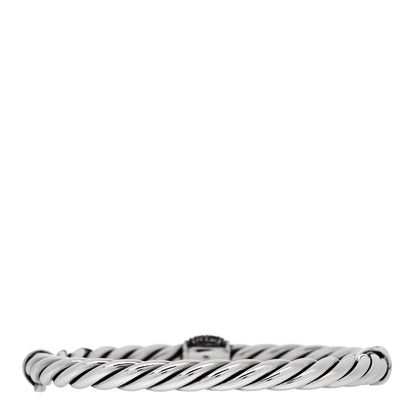 David Yurman Sterling Silver Diamond 6mm Metro Cable Station Bangle Bracelet 2 of 3