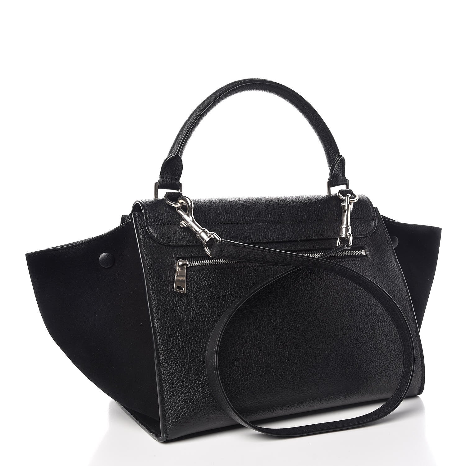 Celine Drummed Calfskin Suede Small Trapeze Black 4 of 11