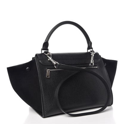 Celine Drummed Calfskin Suede Small Trapeze Black 4 of 11
