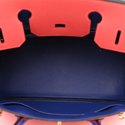 Hermes Epsom Bi-Color Horseshoe Birkin 30 Rose Jaipur Bleu Electrique 5 of 11