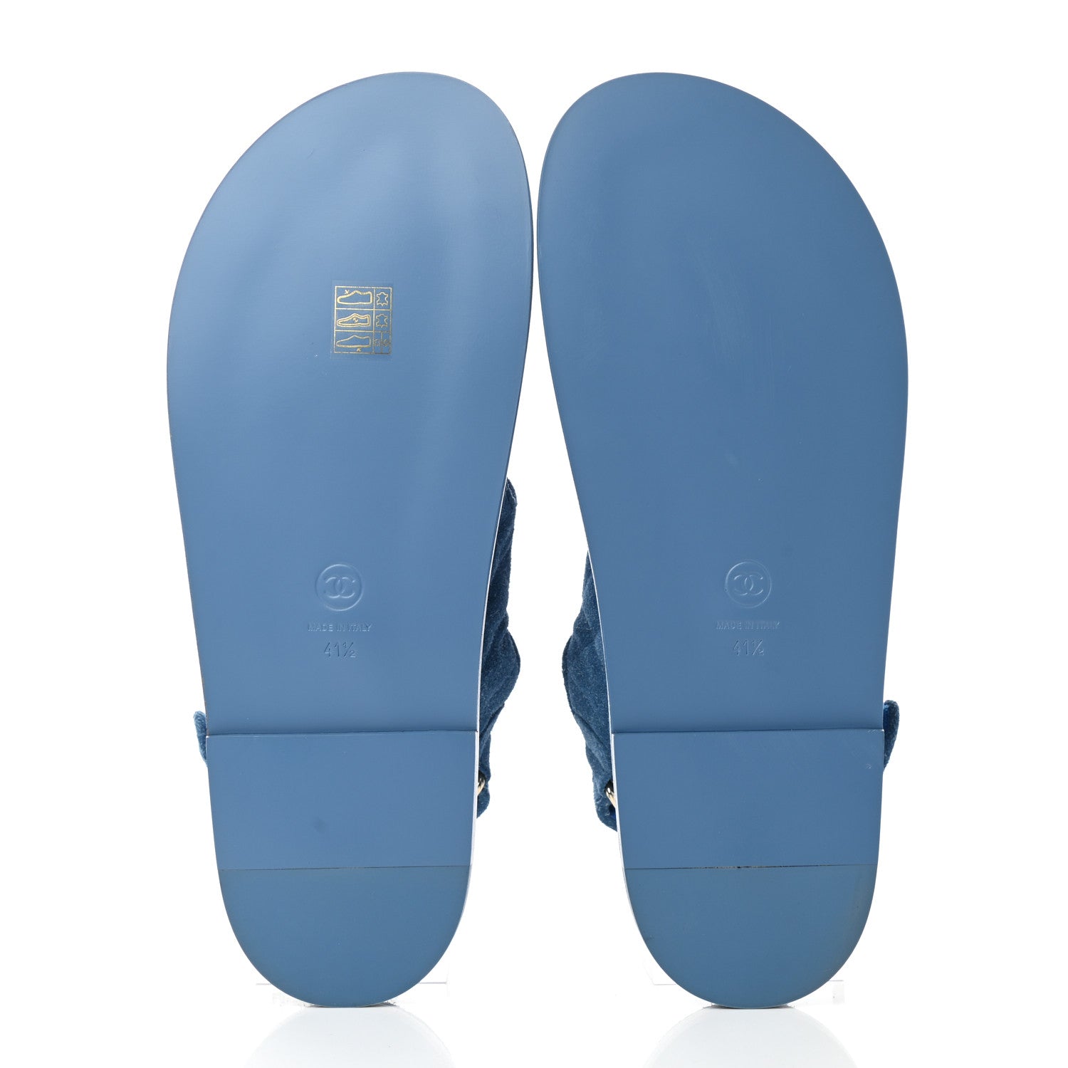 Chanel Suede Calfskin Velcro Dad Sandals 41.5 Blue 5 of 9