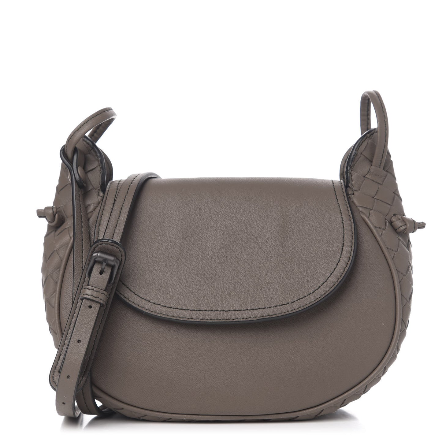 Nappa Intrecciato Small Nodini Flap Crossbody Steel