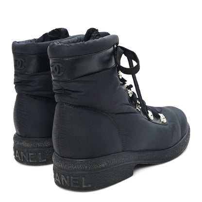 Chanel Nylon Calfskin Womens Coco Neige Short Boots 40 Black 5 of 9